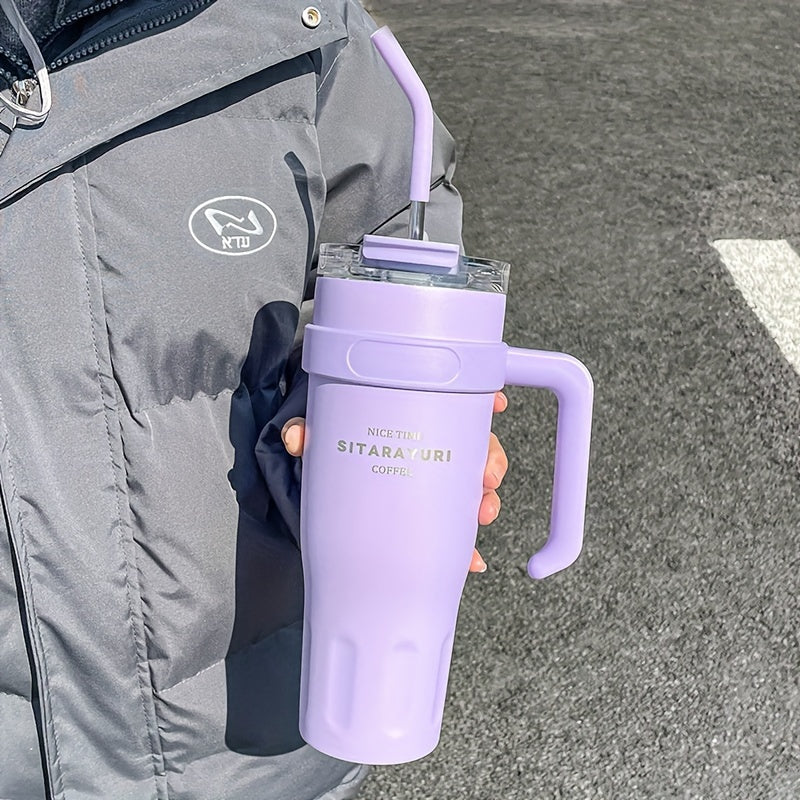 1140ML Stainless Steel Large Capacity Water Cup, Insulation Car and Simple Office Straw Ice Tumbler