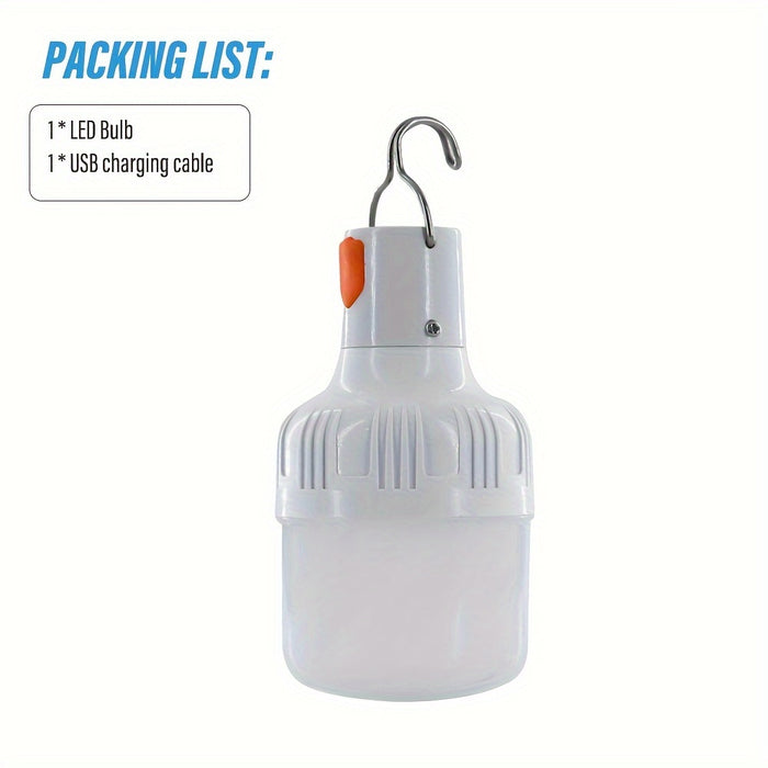 Outdoor USB Rechargeable Flashlight, LED Bulb, Portable Lantern Night Light, High Brightness Lamp, Camping Handheld Light with Hook, Suitable for Emergencies, Exploration, Camping, And Fishing.