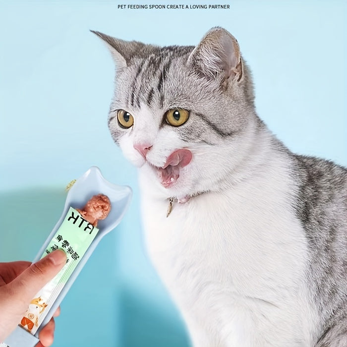 Cat Strip Squeeze Spoon: Lickable Wet Cat Treat Feeder for Easy Feeding