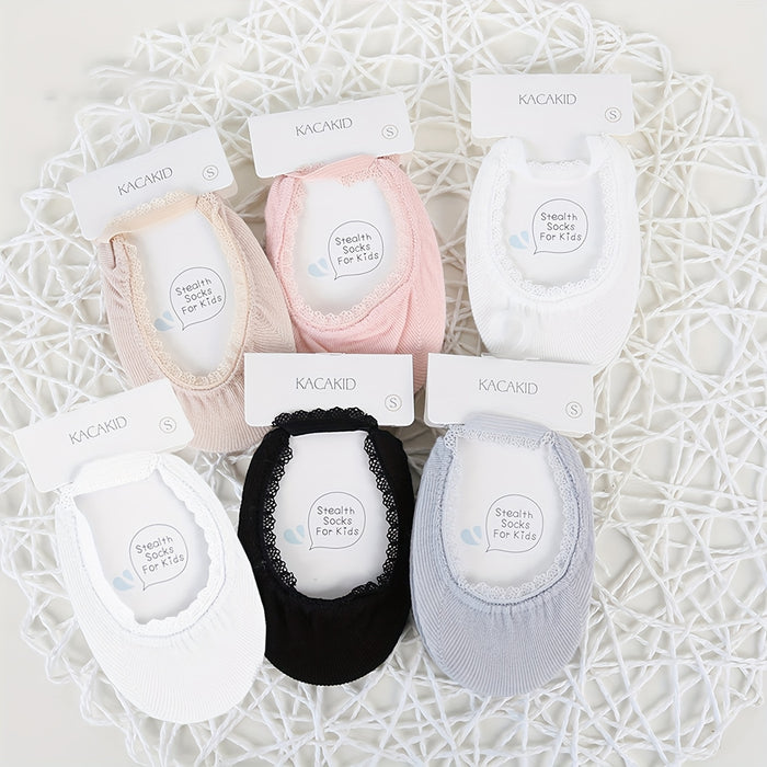 6 Pairs Pack of Lace-up Socks for Baby Girls, Cute Lace Boat Socks for Baby Girls, Summer Soft Lace-up Boat Socks