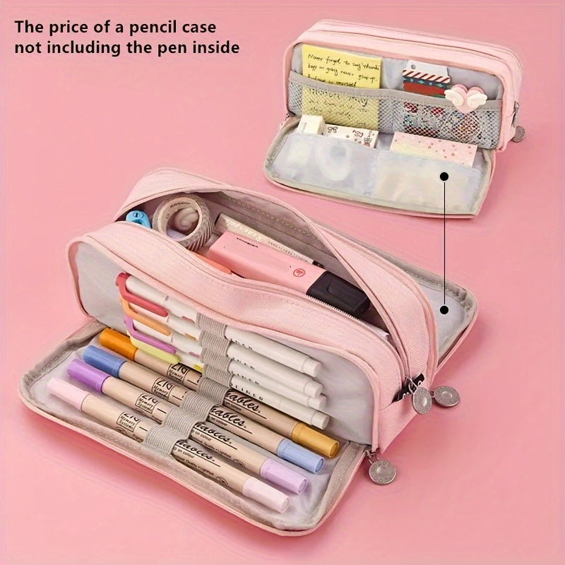Large Capacity 3-Layer Pencil Case for Students: Japanese/Korean Style Multifunctional Pencil Bag