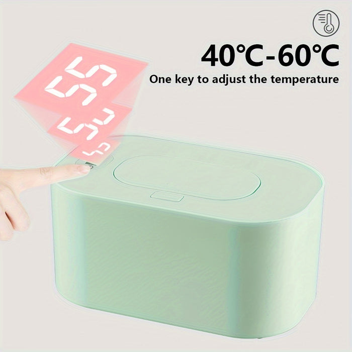 [Adjustable Temperature USB Wipe Warmer] Portable USB Youngsters Wipe Warmer with Adjustable Temperature (40-60°C) - Large Capacity, Smart Dispenser for Youngsters' Comfort & Convenience - Ideal for Home, Car, Travel - Green