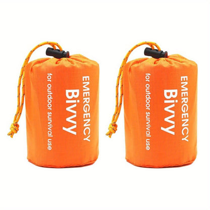 Lightweight & Portable Orange Emergency Sleeping Bag - Reusable, PE Material Survival Blanket with Drawstring Closure, Ideal for Camping, Hiking & Outdoor Rescue, 35.8x83.8 Inches, Camping Blanket
