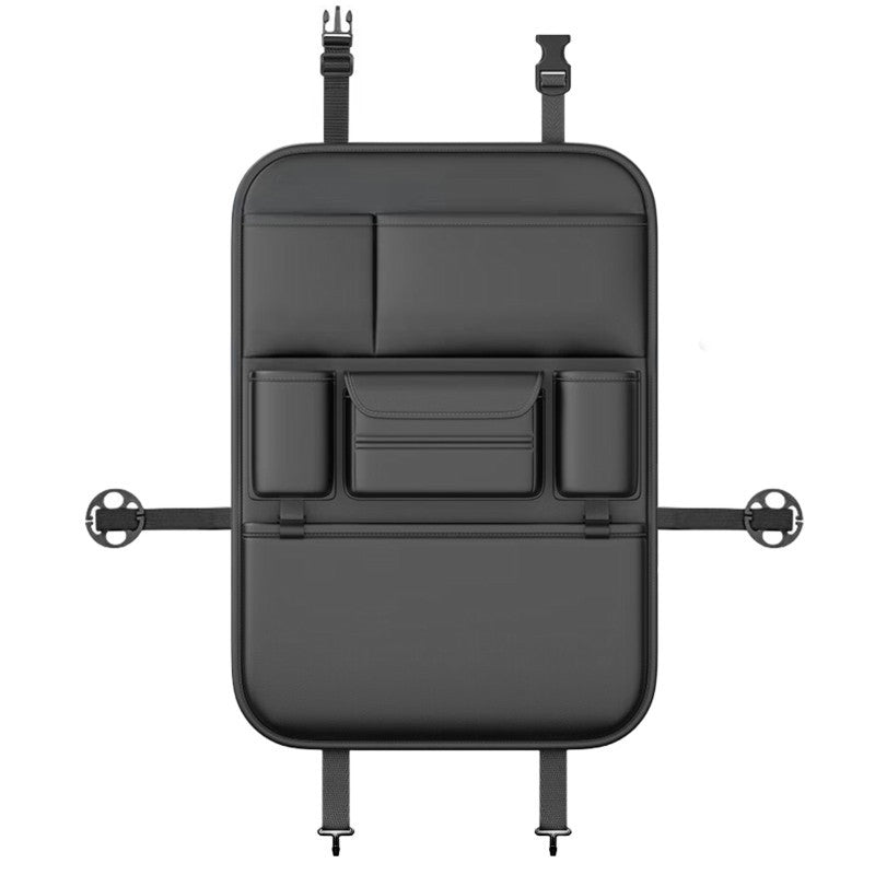 Premium PU Leather Car Backseat Organizer Large Capacity Multi-Functional Storage Bag with Dual Mesh Pockets