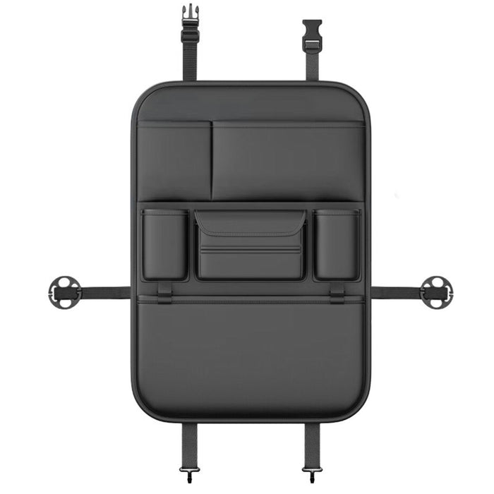 Premium PU Leather Car Backseat Organizer Large Capacity Multi-Functional Storage Bag with Dual Mesh Pockets