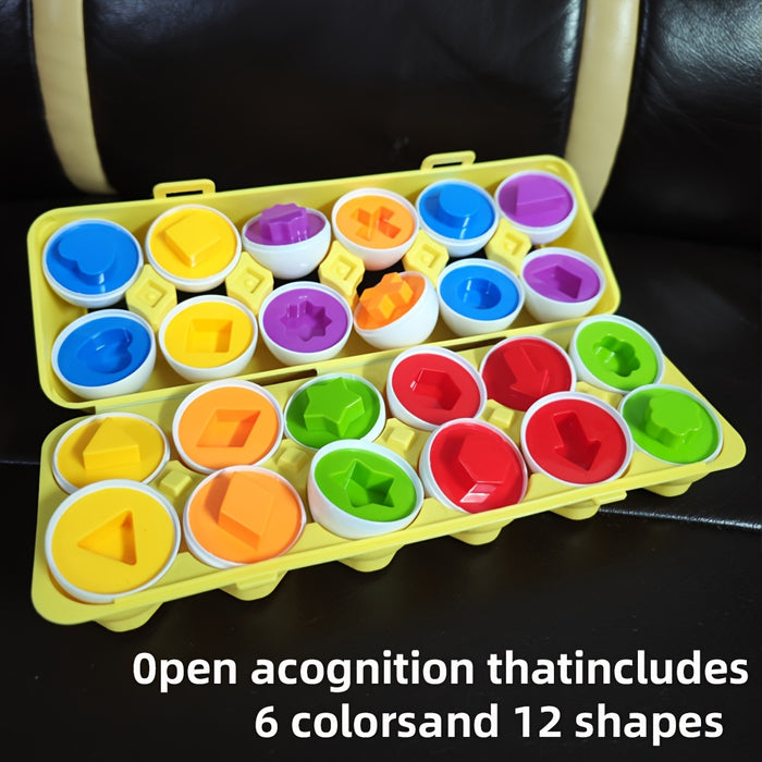12pcs Colorful Egg Shape Matching Toy Set - Early Education Fine Motor Skills Development, Perfect for Halloween & Christmas Gifts