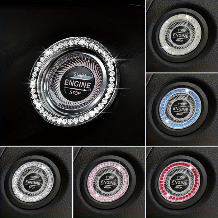 Car One-Button Start Rhinestone Ignition Ring Decoration, Thanksgiving Christmas New Year Gift