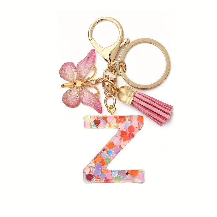 1pc Initial Letter Keychain Pendant Resin Letter Keychain Purse Backpack Accessories