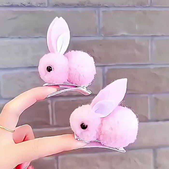 [2pcs Fluffy Easter Bunny Clips] 2pcs Cute & Sweet Easter Bunny Hair Clips - Fluffy Plush, Warm 3D Rabbit Design for Women - Perfect for Parties & Casual Wear