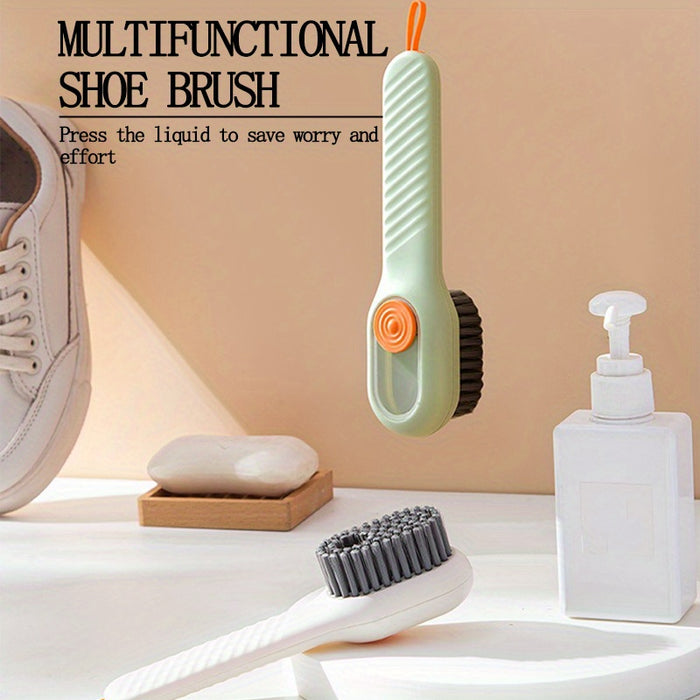 1pc Long Handle Shoe Brush with Liquid Holder, Multifunctional Shoe Cleaning Brush for Household Use, Soft Bristles Shoe Tool