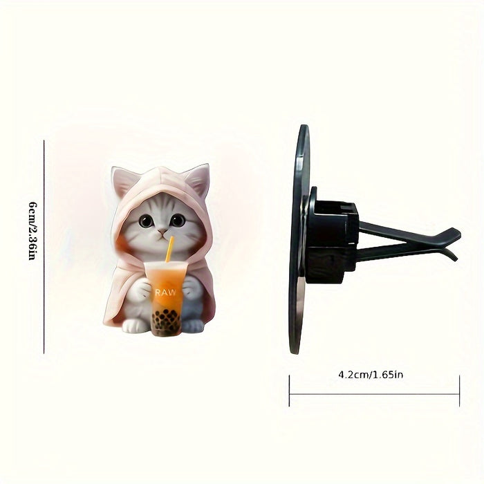 2pcs/set 2D Flat Cute Cat Acrylic Car Air Freshener Set - Car Aromatherapy Air Freshener with Long-lasting Fragrance