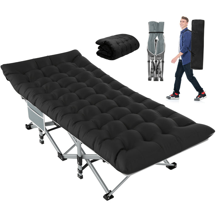 Folding Camping Cot With Mattress, Sleeping Cots For Adults - Heavy Duty Grey - Portable & Durable - Perfect for Camping, Hiking & Backpacking - Ideal Gift for Outdoor Enthusiasts