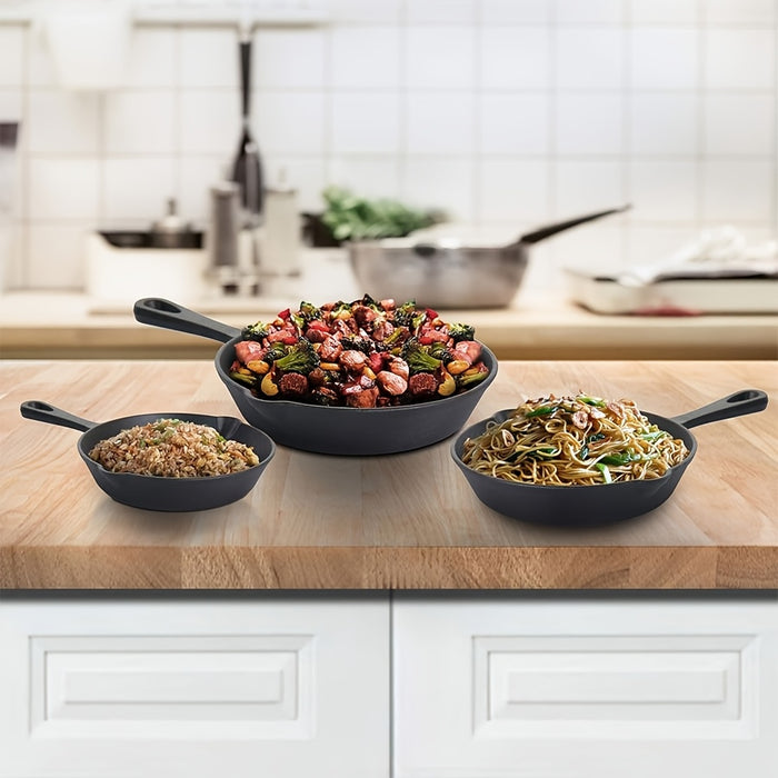 3PCS\4PCS\5pcs Cast Iron Skillet Set, Cast Iron Pan Without Coating Set, 6 Inch/8 Inch/10 Inch Cast Iron Frying Pan, Household Pan, Kitchen Accessories, Home Cook