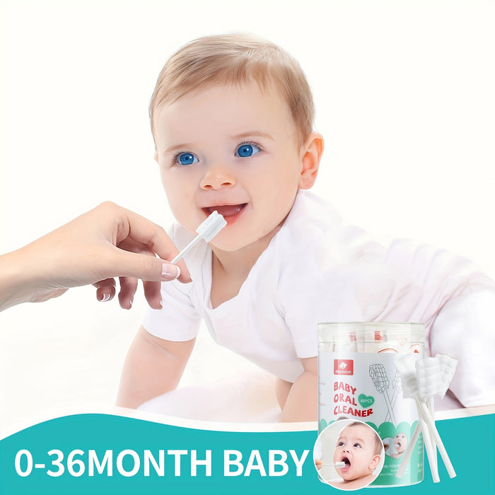 Dearlomum Baby Tongue Cleaner, Newborn Baby Toothbrush, 48pcs/96pcs Disposable Infant Toothbrush Clean Baby Mouth, Halloween Christmas Gifts Gauze Gum Cleaner Toothbrush Baby Oral Cleaning Stick Dental Care For 0-36 Month Bab