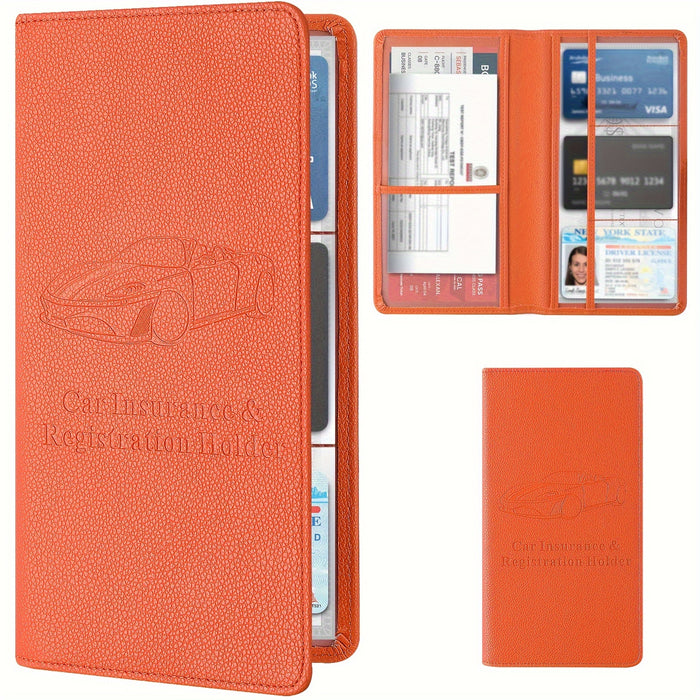 Premium Car Document Wallet for Men & Women, Faux Leather Glove Box Organizer for Registration, Insurance, Manual, and More