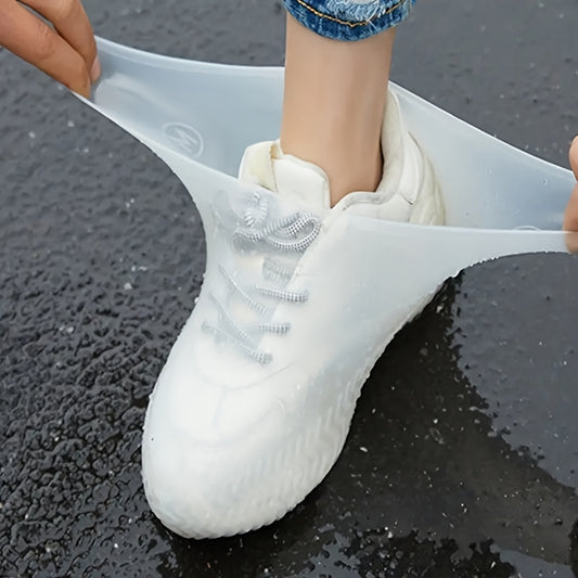 1 pair Unisex Silicone Waterproof Rain Boots, Reusable Non-Slip Rain Shoe Covers for Rainy Days