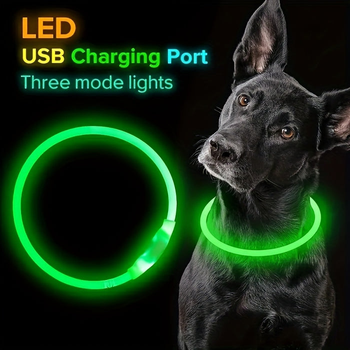 Rechargeable LED Dog Collar with Anti-Loss Feature, Bright Night Light for Dogs
