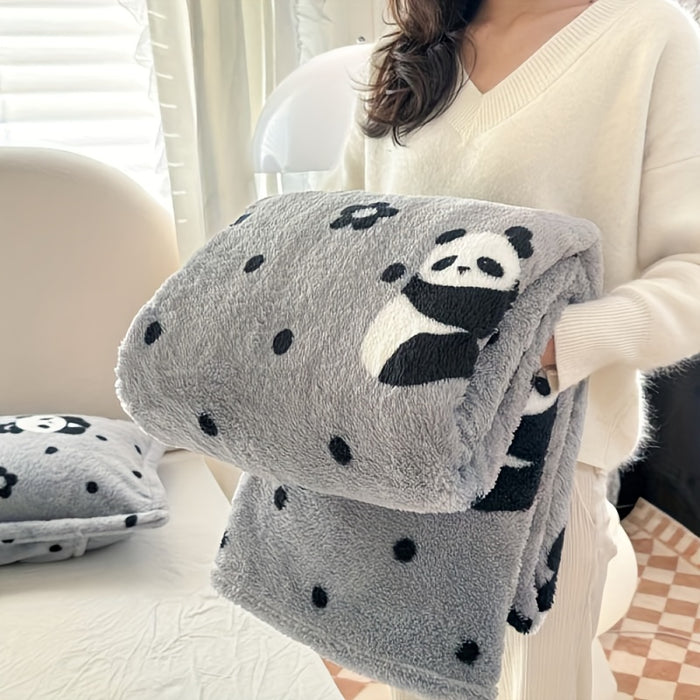 1pc Cozy Traditional Style Plaid Flannel Blanket, Red And White Or Black And White, Soft Panda Velvet (Polyester Fiber), Warm Travel Pet Blanket For Dogs And Cats, Washable, Christmas present