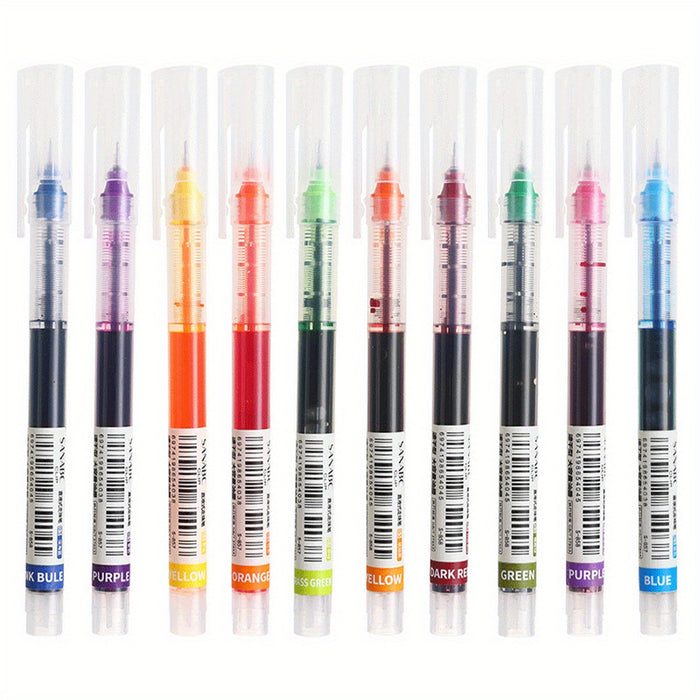 10-pack 10-Pack Quick-Drying Color Neutral Ballpoint Pens - 0.5mm Needle Carbon Pens for Students