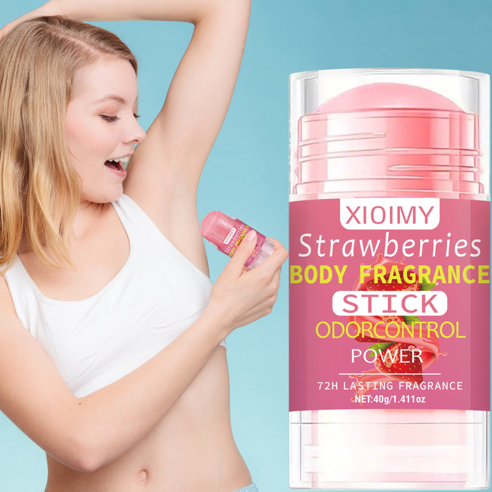 1.411oz Strawberry Body Deodorizing Cream, with a fresh strawberry scent, provides 72 hours of fresh body odor, deodorizes the body, deeply moisturizes the skin, and leaves a lasting fragrance. It is suitable for stubborn bod