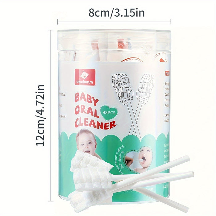Dearlomum Baby Tongue Cleaner, Newborn Baby Toothbrush, 48pcs/96pcs Disposable Infant Toothbrush Clean Baby Mouth, Halloween Christmas Gifts Gauze Gum Cleaner Toothbrush Baby Oral Cleaning Stick Dental Care For 0-36 Month Bab