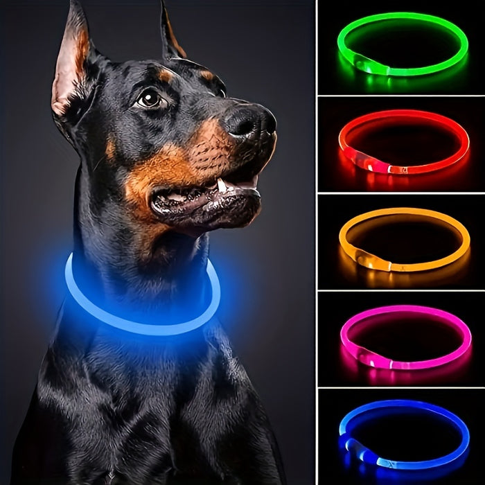 Rechargeable LED Dog Collar with Anti-Loss Feature, Bright Night Light for Dogs