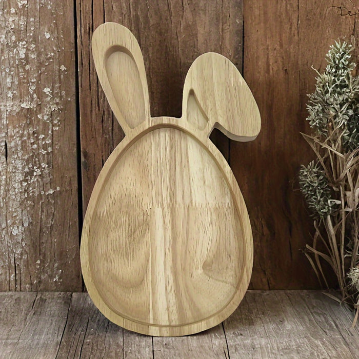 Easter Bunny-Shaped Wooden Serving Tray - Contemporary Rabbit Design for Afternoon Tea & Snacks, Smooth Oil-Rubbed Finish, Ideal for Holiday Entertaining, Afternoon Tea Accessory|Bunnyshaped Design|Smooth Wooden Surface, Rabb