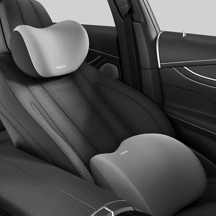 1pc Memory Foam Car Neck and Lumbar Pillow - Comfortable Support for Headrest and Back Cushion - Ideal for Drivers and Passengers