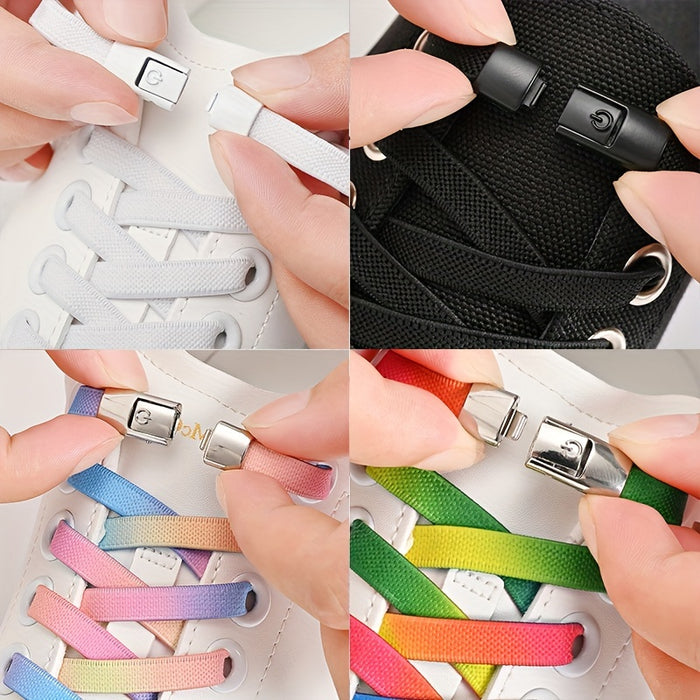 1 pair 2pcs 2pcs 2-Pack Free-Tie Shoelaces with Buckles for Sneakers and Canvas Shoes