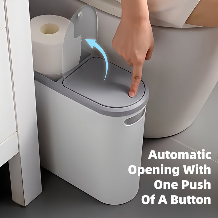 2/1pc Bathroom Trash Can, Compact And Durable Plastic Wastebasket With Built-in Handles, Easy To Clean, Rustproof, Space-Saving Design, Ideal For Small Spaces In Bathroom, Laundry, And Home Office