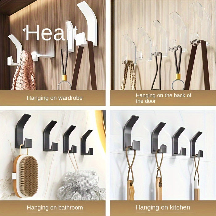10PCS Heavy Duty Self-adhesive Wall Hooks Without Drilling, Art Deco, Strong Adhesive Door Back Hooks For Hanging Clothes, Hats, Handbags, Wall Hanging Household Gadgets, Home Organizers