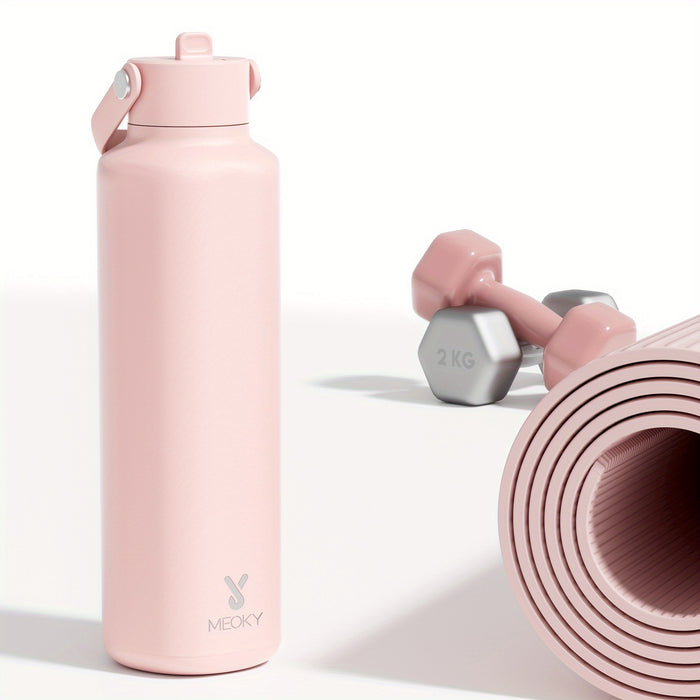 Meoky 24oz Hexagonal Insulated Stainless Steel Water Bottle - Leakproof, BPA-Free, Keeps Drinks Cold for 24 Hours, with Lid & Spout, Portable with Handle - Ideal for Sports, Fitness, Hiking, Driving - Great Thanksgiving & Chr