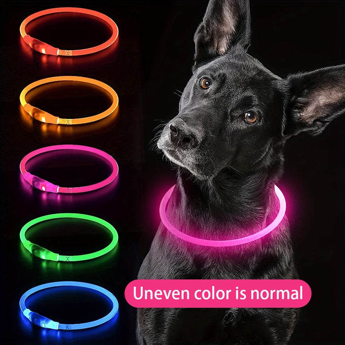 Rechargeable LED Dog Collar with Anti-Loss Feature, Bright Night Light for Dogs