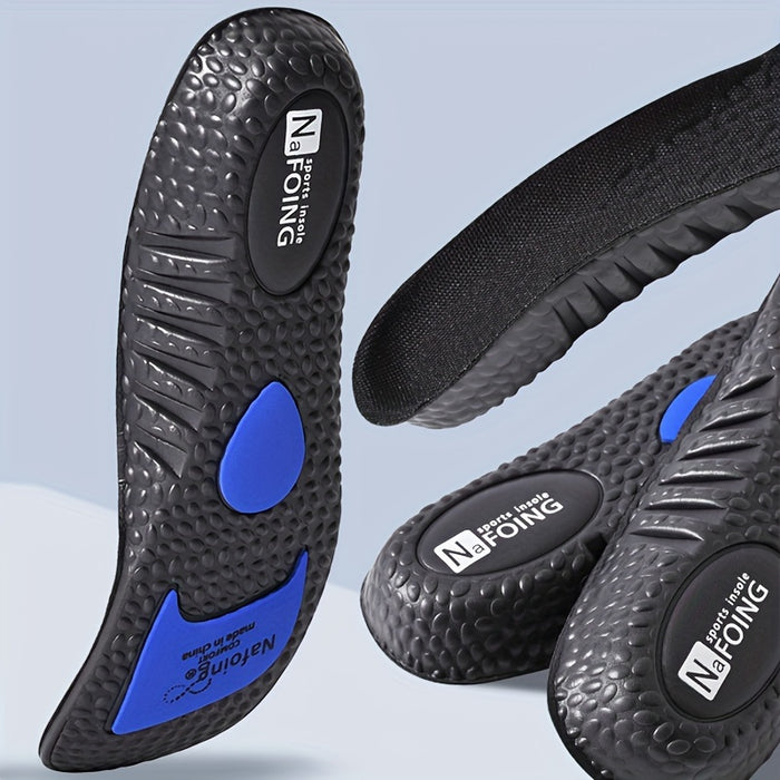 1 Pair COSYLEE High-Elasticity Arch Support Insoles for Running Shoes - Durable EVA Material, Black with Blue Accents, Textured Comfort Design, Ideal for Sports & Casual Footwear, Shoe Accessories