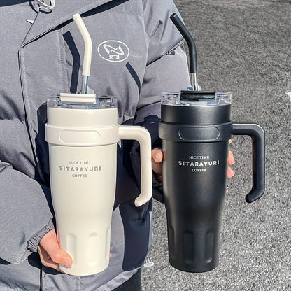 1140ML Stainless Steel Large Capacity Water Cup, Insulation Car and Simple Office Straw Ice Tumbler