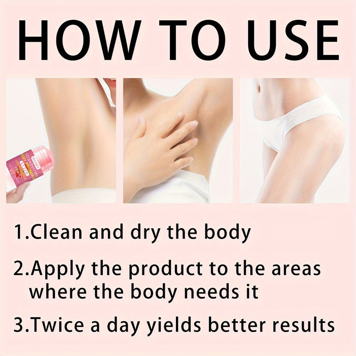 1.411oz Strawberry Body Deodorizing Cream, with a fresh strawberry scent, provides 72 hours of fresh body odor, deodorizes the body, deeply moisturizes the skin, and leaves a lasting fragrance. It is suitable for stubborn bod