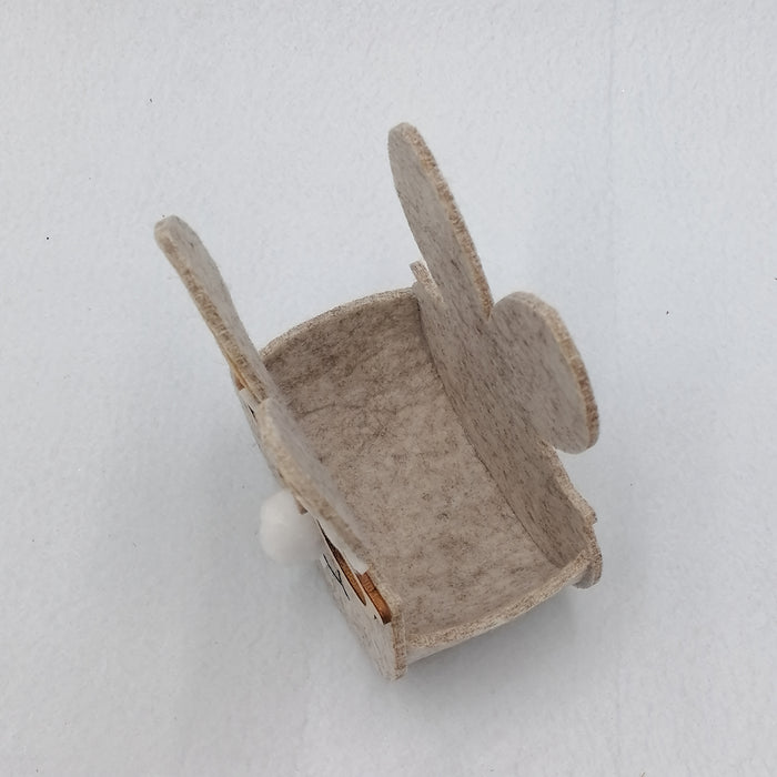 Light Grey Felt Fabric Cute Rabbit Basket, Easter Party Storage Decorative Basket, No Feathers, Holiday Home Decor