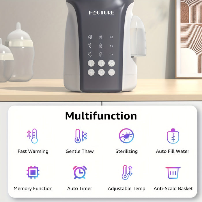 HAUTURE 8-in-1 Fast Bottle Warmer, Bottle Warmer for Breast milk and Formula, Auto Water Refill Accurate Temp Control, with Timer, Defrost, Sterilizing, Keep Warmer for All Bottles