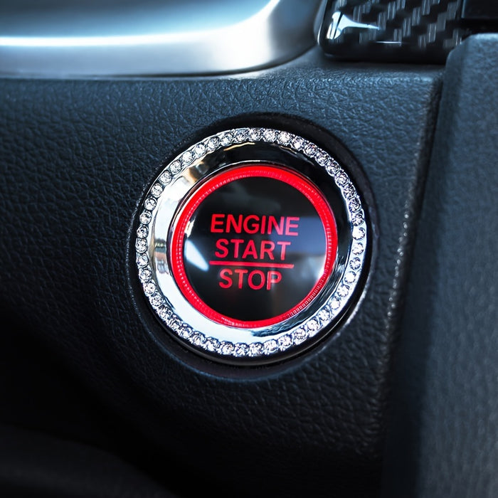Car One-Button Start Rhinestone Ignition Ring Decoration, Thanksgiving Christmas New Year Gift
