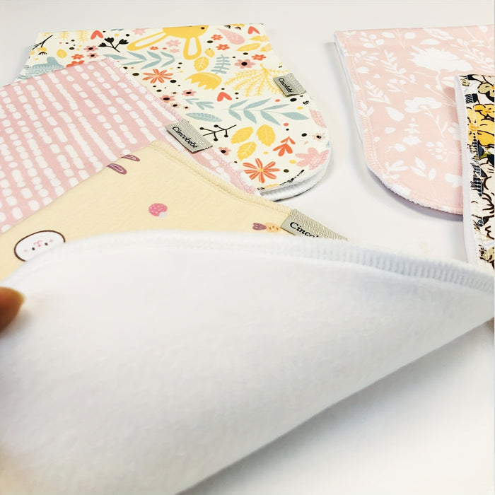 Cincobebé 5-pack Of Super Soft Burp Cloths For Newborns - Absorbent And Breathable With Cute Cartoon Unisex Design