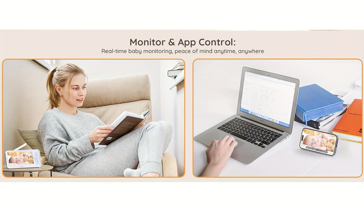 BOIFUN 720P WiFi Youngsters Monitor Camera with App Control, 5" Screen, Motion & Crying Detection, PTZ, Night Vision, Alarm Area, Temperature & Humidity Sensor, Two-Way Talk, ECO Mode, Rechargeable Battery, Smartphone App Com