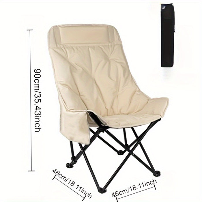 Ergonomic High-Back Moon Chair Set with Cushion - Stainless Steel Frame, Portable & Foldable - For Outdoor BBQs, Picnics & Camping - Perfect for Adults - Ideal Gift for Garden Lovers & Outdoor Enthusiasts