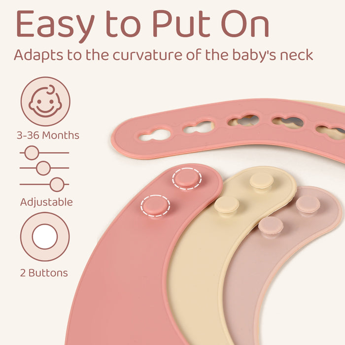 6pcs/3pcs/2pcs Combination Silicone Youngsters Bibs, BPA Free, Waterproof and Soft, Adjustable, Easy to Fold and Clean Youngsters Feeding Bibs, Suitable for Home Feeding