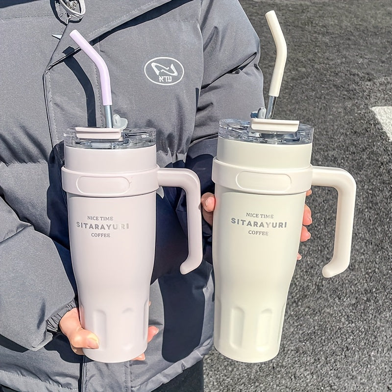 1140ML Stainless Steel Large Capacity Water Cup, Insulation Car and Simple Office Straw Ice Tumbler