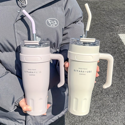 1140ML Stainless Steel Large Capacity Water Cup, Insulation Car and Simple Office Straw Ice Tumbler