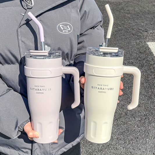 1140ML Stainless Steel Large Capacity Water Cup, Insulation Car and Simple Office Straw Ice Tumbler