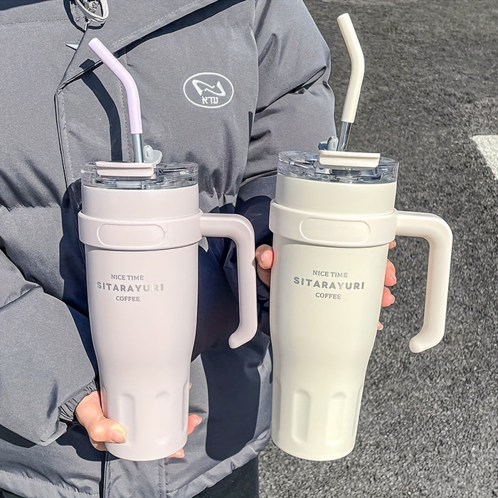 1140ML Stainless Steel Large Capacity Water Cup, Insulation Car and Simple Office Straw Ice Tumbler
