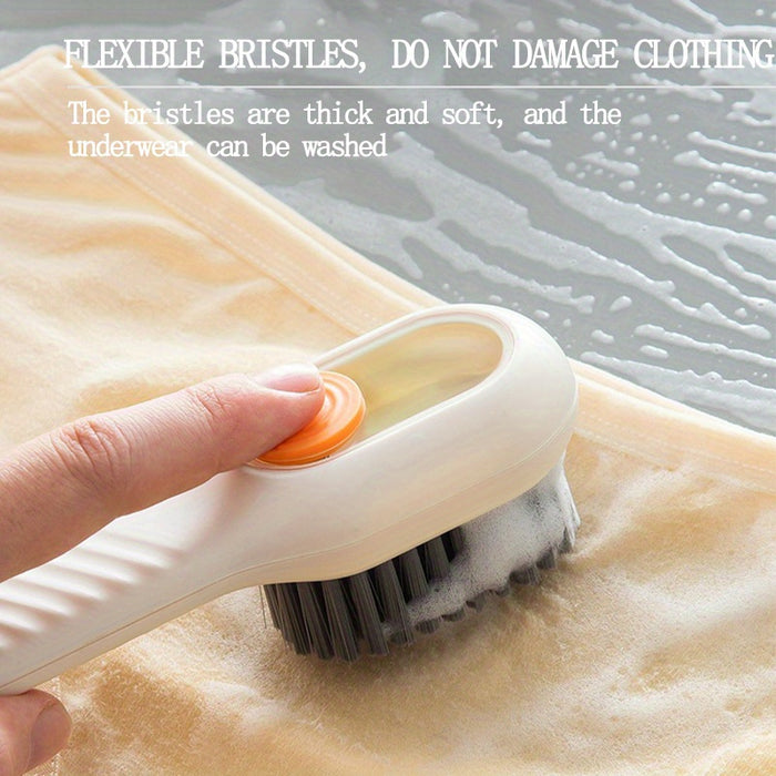 1pc Long Handle Shoe Brush with Liquid Holder, Multifunctional Shoe Cleaning Brush for Household Use, Soft Bristles Shoe Tool