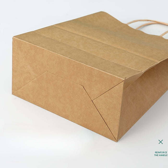 10pcs Brown Kraft Paper Gift Bags with Handles - Versatile & Reusable for Crafts, Groceries, Small Businesses, Birthdays, Weddings & Parties