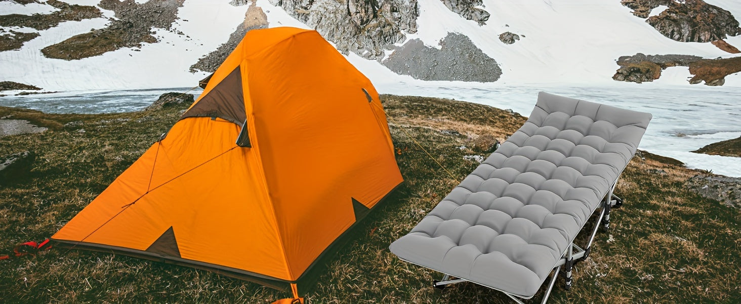 Folding Camping Cot With Mattress, Sleeping Cots For Adults - Heavy Duty Grey - Portable & Durable - Perfect for Camping, Hiking & Backpacking - Ideal Gift for Outdoor Enthusiasts
